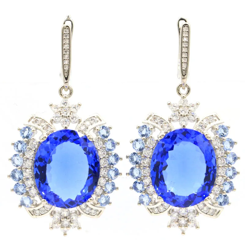 50x26 мм Большой овальной вставкой из Gemstone18x15mm создан фиолетовый Танзанит циркон
