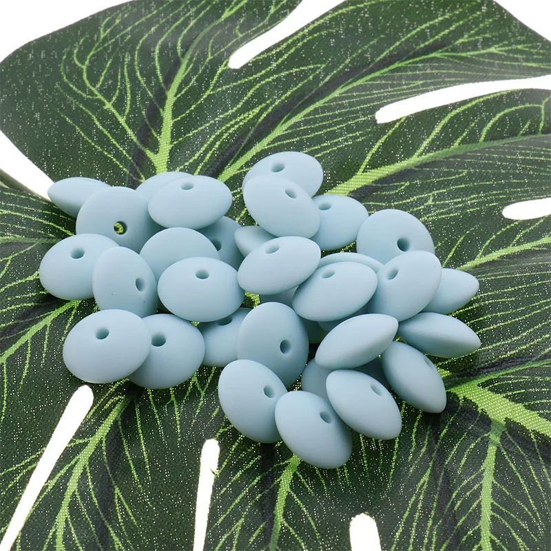 Mordedor plano de silicona para beb&eacute;, cuentas de lentejas sin BPA, collar de dentici&oacute;n para reci&eacute;n nacido, joyer&iacute;a artesanal, juguetes de enfermer&iacute;a encantadores, 100 piezas, 12mm x 6mm-3