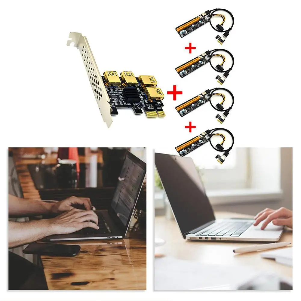 

Sata3.0 Expansion Card Riser USB 3.0 PCI-E Express Port Slot Riser 4 Card To 1x 16x Adapter Multiplier Card To PCIe PCIE 1 Q7S2