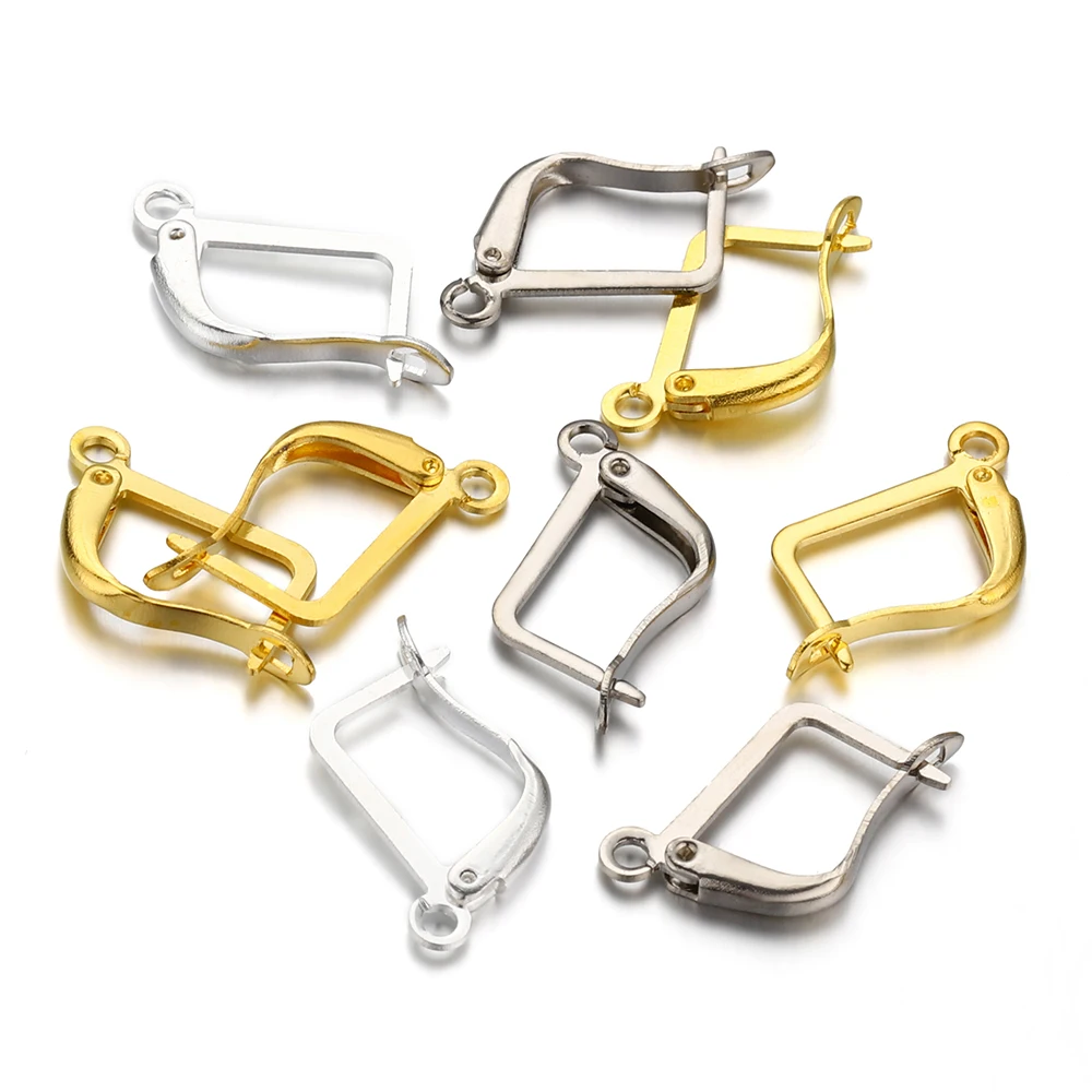 

50pcs/lot French Earring Hooks Geometric Lever Earwire Clasp Setting for DIY Earring Clips Jewelry Making Accessories Supplies
