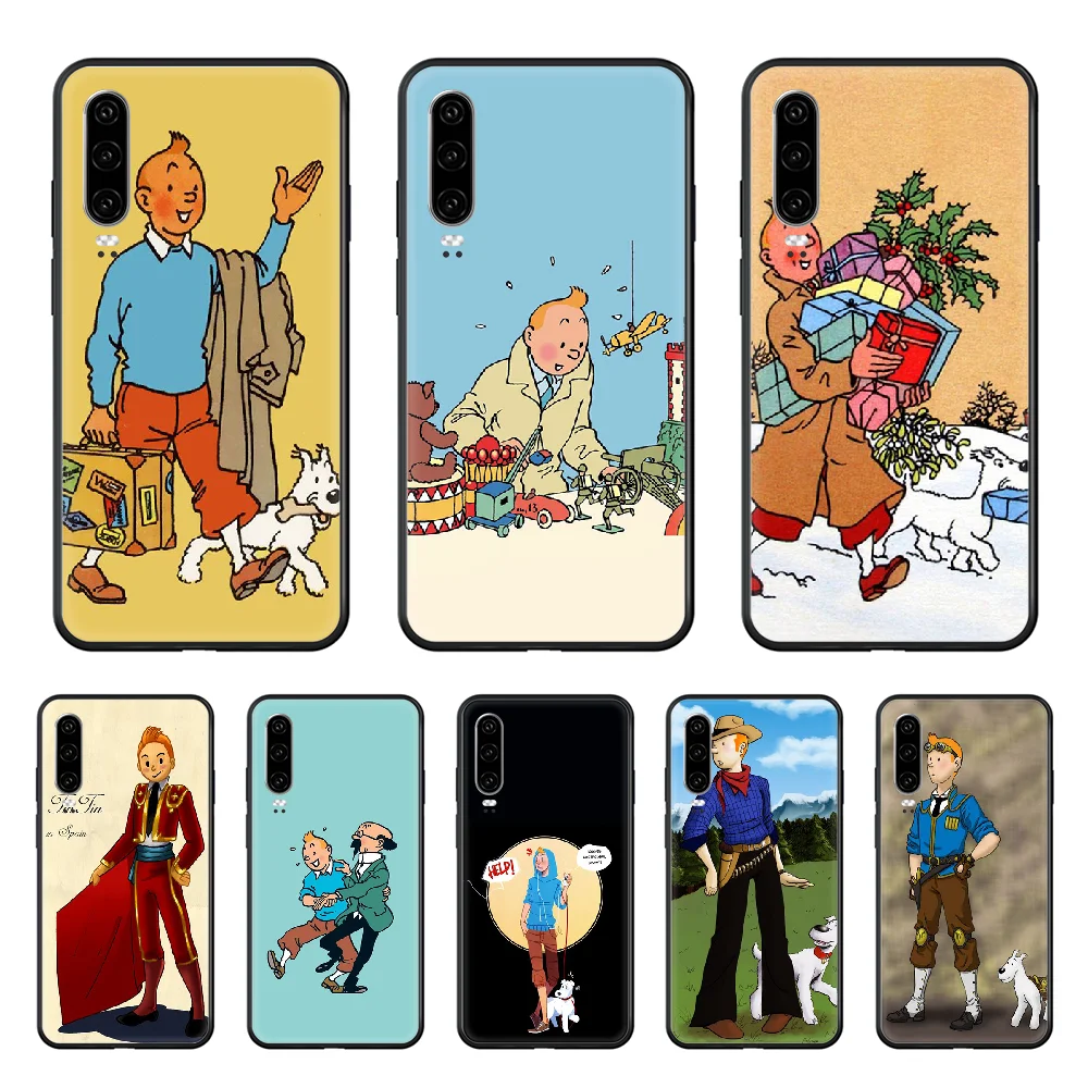

Tintin Ddark Illustration Phone case For Huawei P 30 10 20 40 Lite Smart Z Pro 2019 black cell cover luxury waterproof 3D back