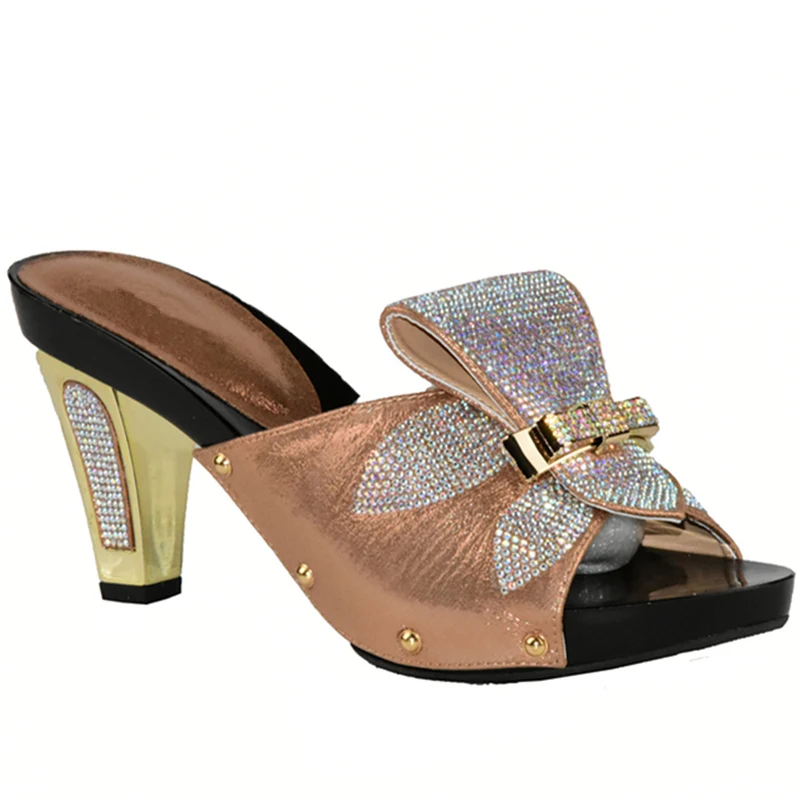 Sliver Color Ladies Sexy Low Heels Women Pumps Slip on Summer Slipper Shoes Decorated with Rhinestone Party | Обувь