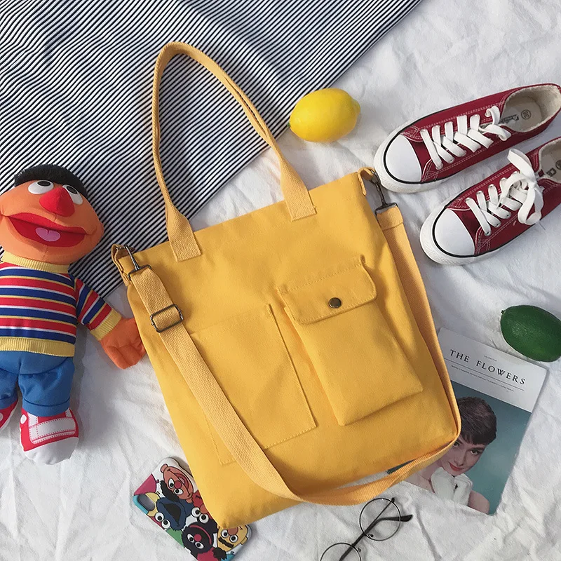 

Fashion Solid Color Simple Women Canvas Handbags Messenger Bags 2019 New Female Students School Bags Casual Soft Shoulder Bags