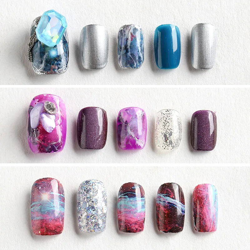 Набор стикеров из фольги звездное небо для дизайна ногтей 10 шт. градиентные