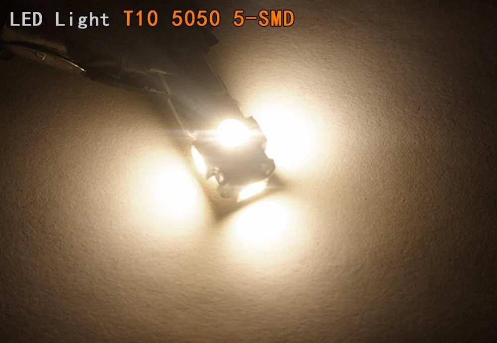 10 шт. T10 5050 5SMD 5 SMD теплый белый светодиодный автомобиль клиновая лампа света лампы