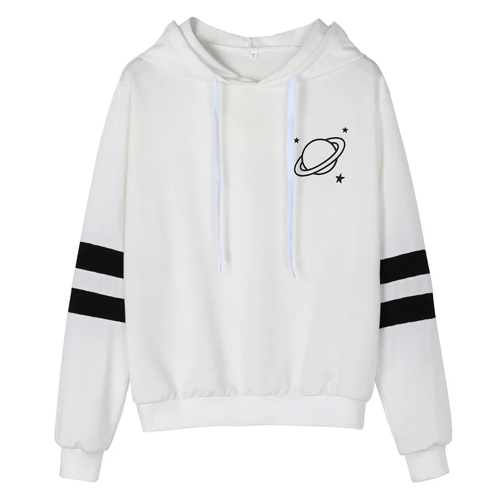 Fashion Womens Long Sleeve Sweatshirt Planet Printed Hoodie Causal Tops Streetwear Women Oversized Hoodies Moletom Feminino