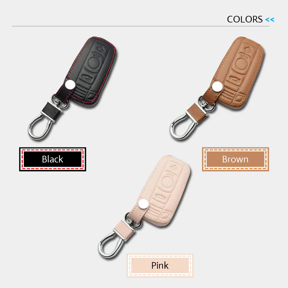 

Leather Car Key Case For BMW E90 E60 E70 E87 E30 E34 E36 E38 E39 E46 118 220 M235 320 328 428 435 528 M3 M5 X3 X5 Remote Cover