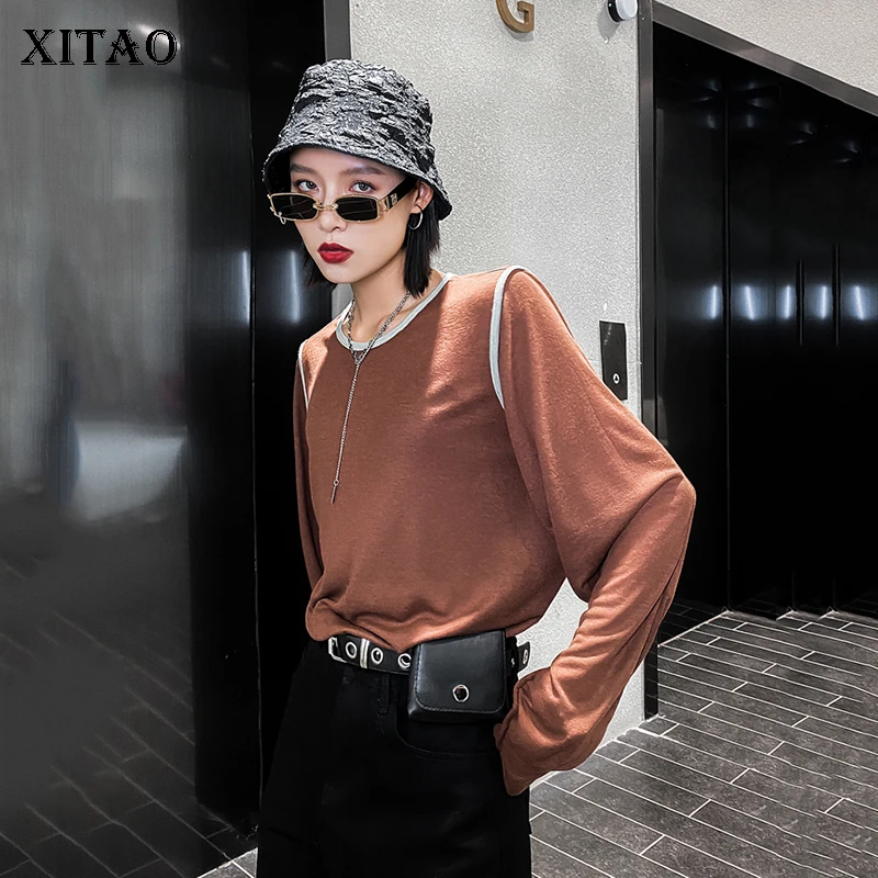 Женская футболка с длинным рукавом и круглым вырезом в Корейском стиле | одежда