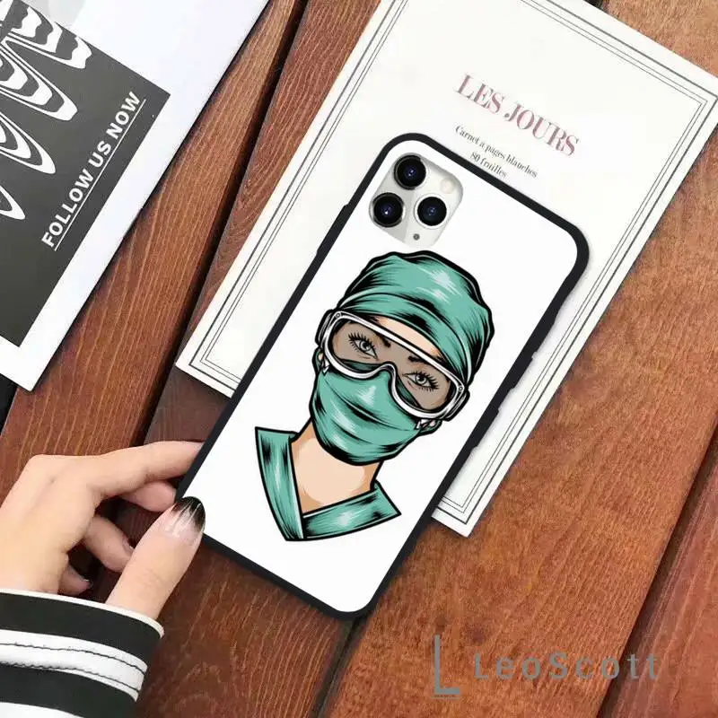 

Cartoon doctor cute Phone Case for iPhone 11 12 pro XS MAX 8 7 6 6S Plus X 5S SE 2020 XR Soft silicone