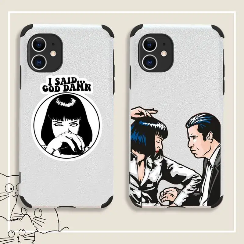

Pulp Fiction Phone Case Lambskin Leather For iphone 12 11 8 7 6 XR X XS PLUS MINI PLUS PRO MAX Shockproof