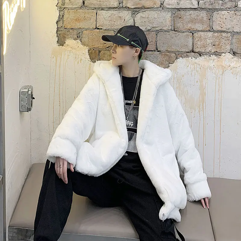 Winter Thicken Plus Fleece Jacket Men's Parka Warm Fashion Casual Hooded Coat Men Streetwear Loose Korean Short Coat Men Clothes