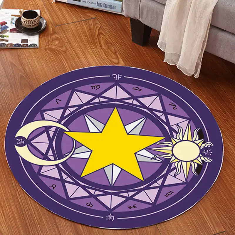 

Cartoon Sailor Moon Card Captor Sakura Rug Mat Magic Array Carpet Doormat Antislip Plush Princess Creative Handmade Home Decor