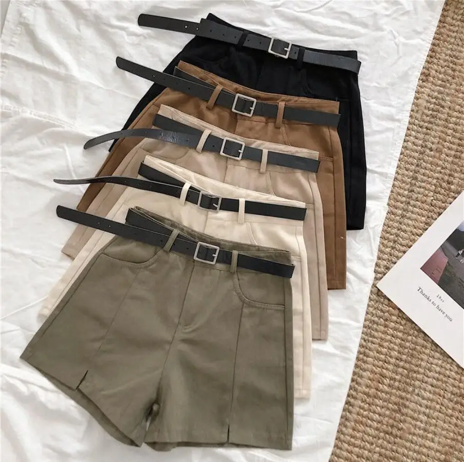 

2021 New Summer Spring Autumn Women High Waisted Wide Leg Shorts Female Korean Style Loose Fashion Elegant Shorts