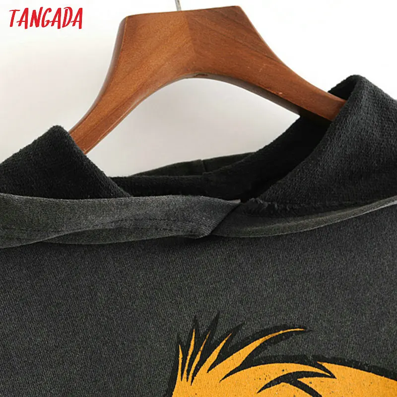 Tangada, женские свитшоты с животным принтом, милые, женские толстовки с капюшоном больших размеров с длинным рукавом, топы с капюшоном 3H346