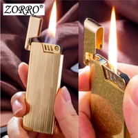 zorro brass gas lighter personality creative butane torch lighter classic ultra thin body cigar cigarette accessories gift