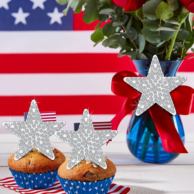 

12 Pieces Napkin Rings 4Th of July Silver Napkin Ring Holders Independence Day Napkin Holder Table Dinner Decoration