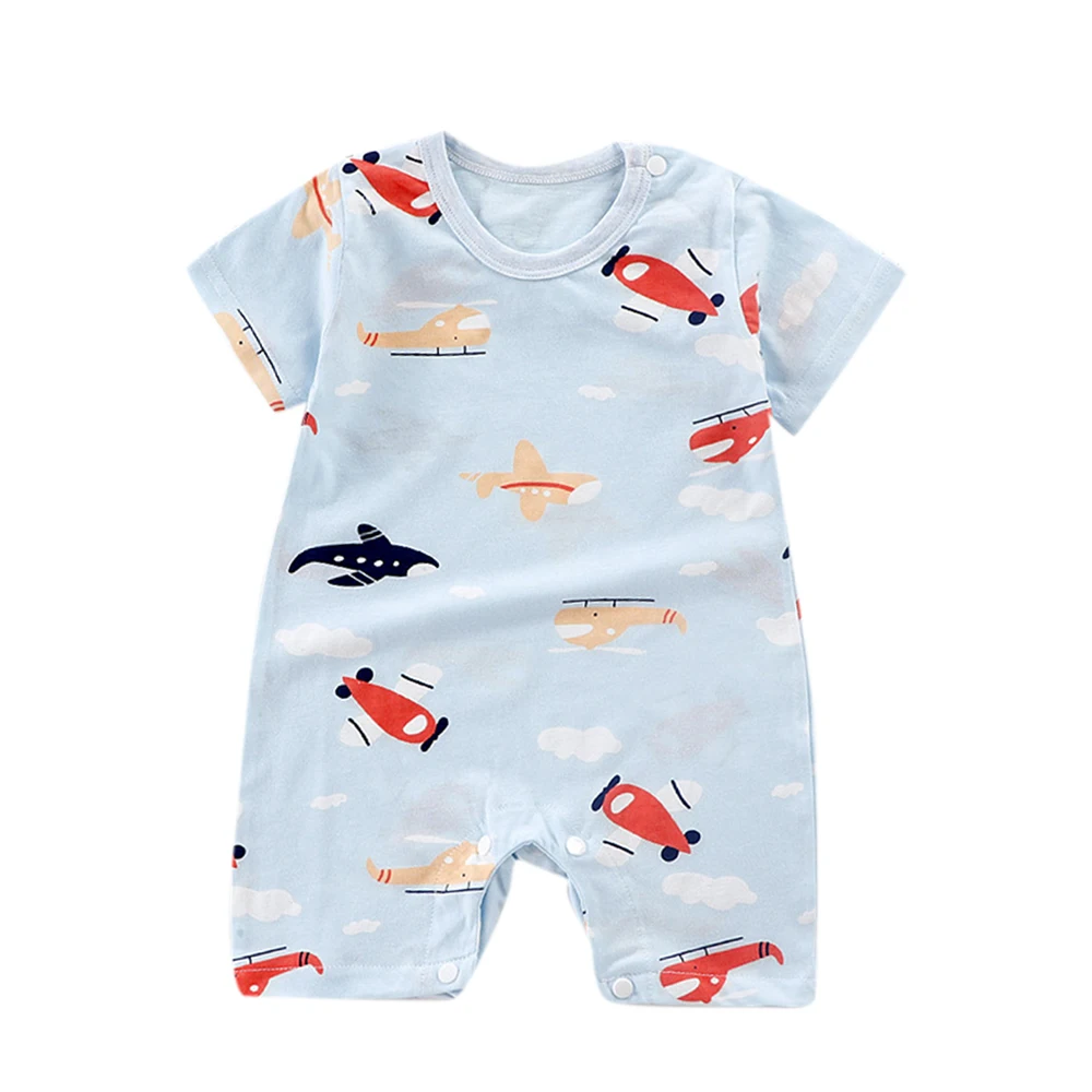 

Summer Baby Clothes Girls Boys Romper Cartoon Animal Printed Striped Baby Clothing Short Sleeve Newborn Baby Romper