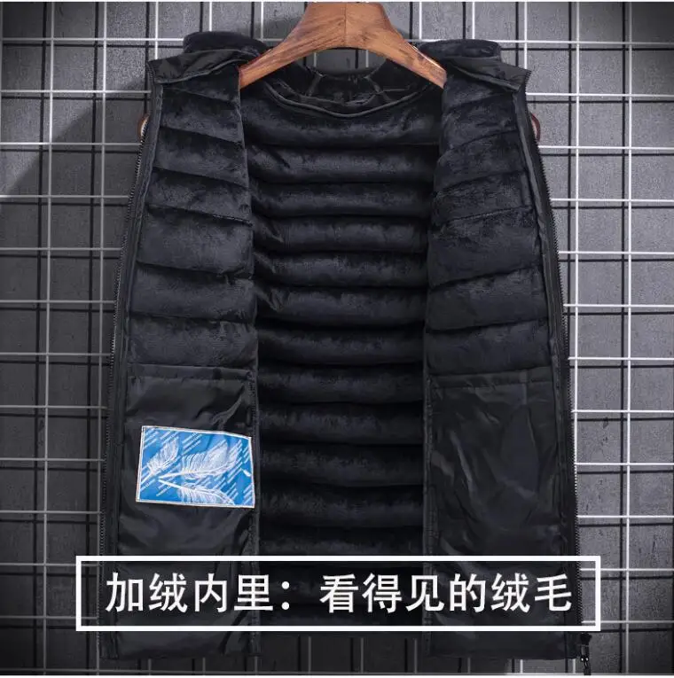 

2020 Men's Vest Winter Down Cotton Vest Casual Waistcoat Men's Sleeveless Jacket Warm Men's Vest Overcoats Cap