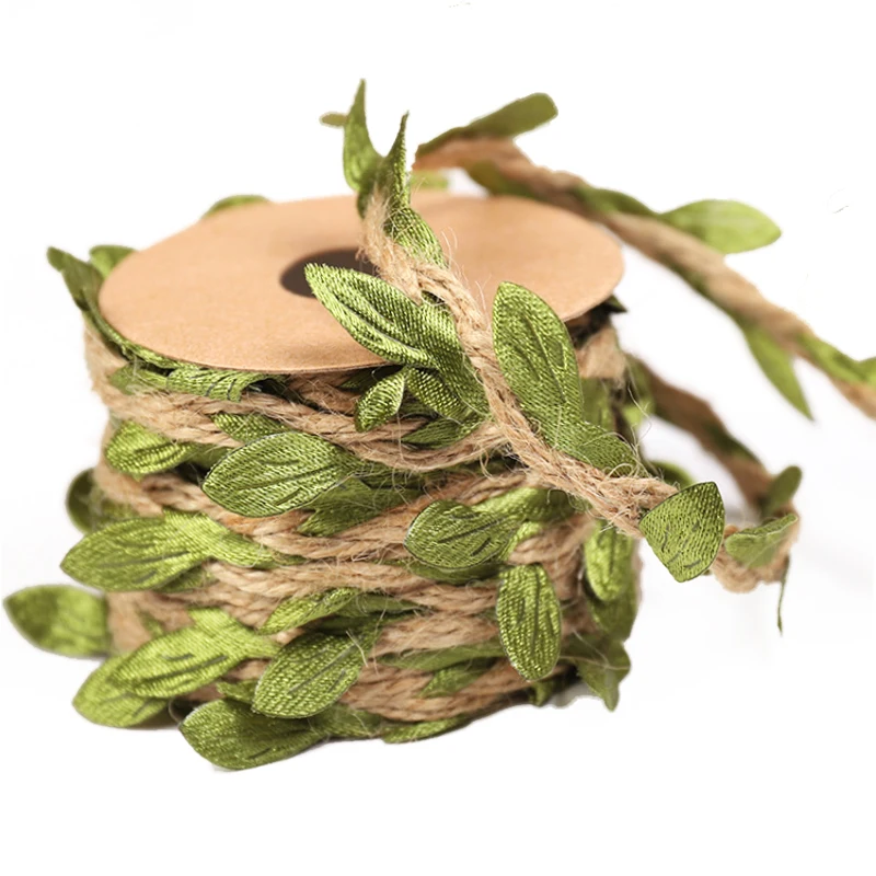 

5M Simulation Green Leaves Weaving Hemp Rope DIY Gift Wrapping Wedding Birthday Wedding Decoration Event Festival Party Supplies