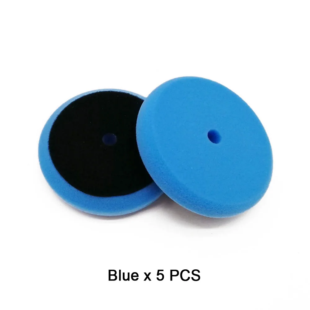 Blue x 5PCS 3-дюймовый Полировочный коврик для полировальная машинка для автомобилей с эксцентриковым, RO/DA/Воздушный полировщик Губка из полиэстера для ногтей полировальные накладки - Цвет: Blue x 5PCS