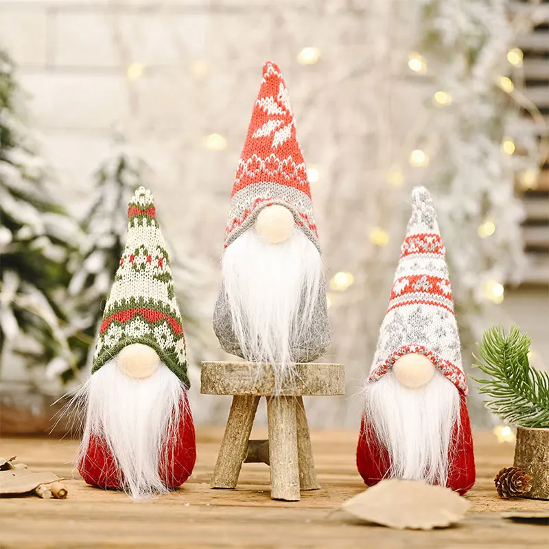 

Christmas Ornaments Snowflake Knitted Hat Forest Old Man Doll Decoration Creative New Faceless Doll Gnome Doll Mascot