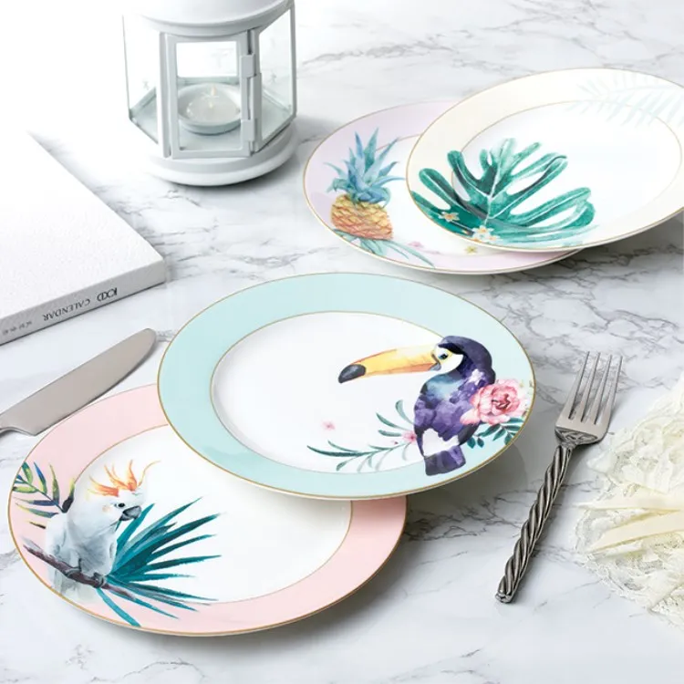 Japanese Ceramic Plant Western Steak Salad Plate American Home Breakfast Fruit Sushi Dessert PlateModern Hotel Kitchen Tableware | Дом и сад
