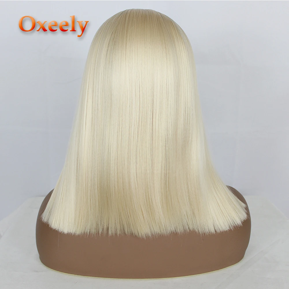 

Oxeely 13x6 Blonde short bob black Lace Wigs Heat Resistant Synthetic Lace Front Wigs Glueless for Women