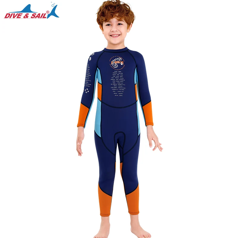 Детский Гидрокостюм неопреновый теплый купальник 2 5 мм слитный для подводного