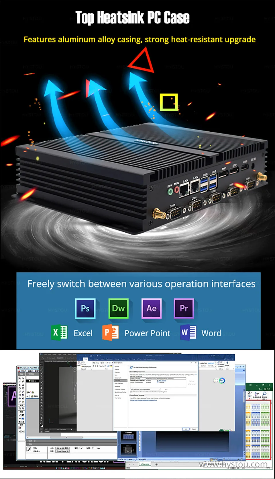 Hystou Core i7 8550U/ core i5 8250U промышленный Мини ПК 2 intel Lan HDMI DP EDP LPT SIM четырехъядерный 8th gen