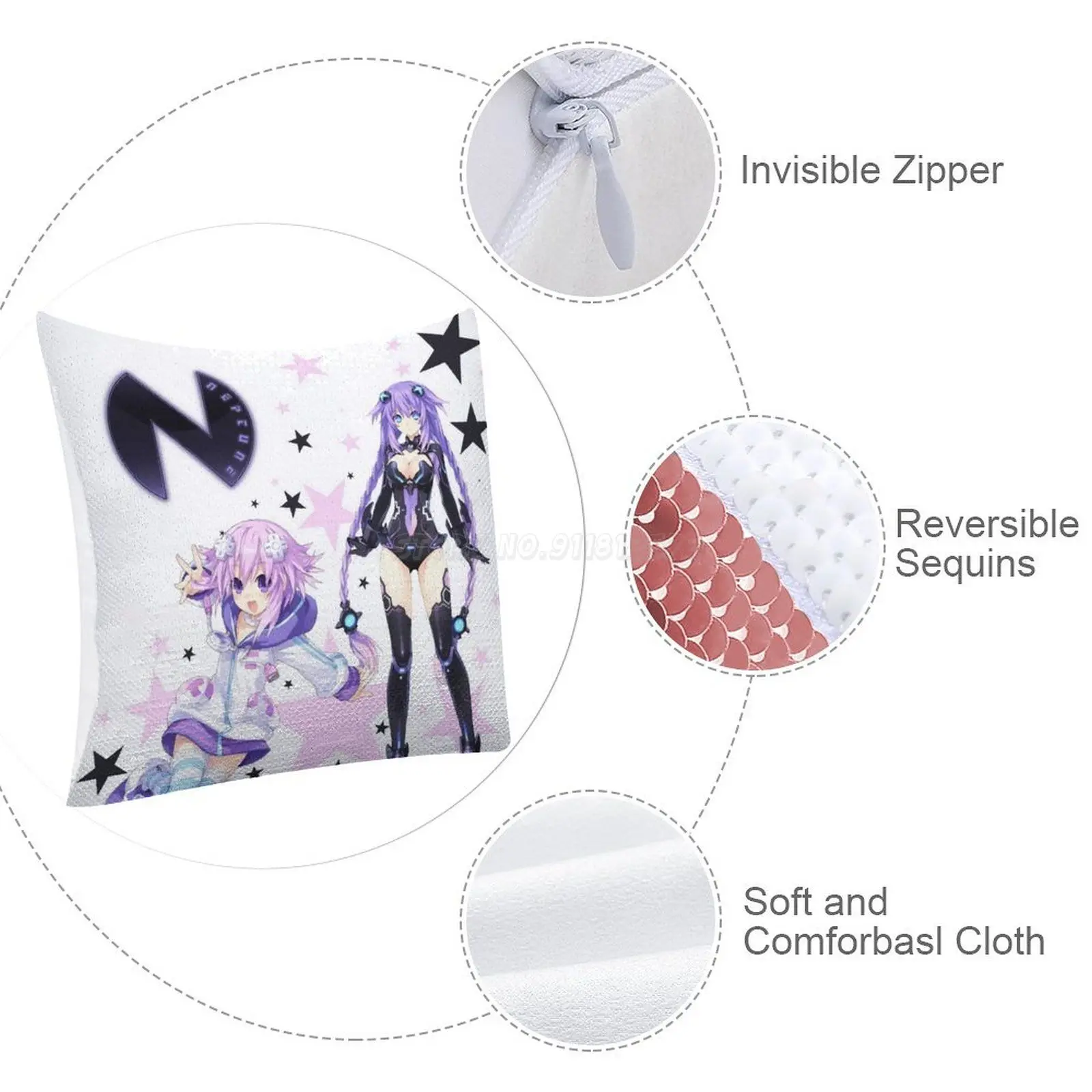 Чехол с блестками для подушки богини Нептун Planetune накидка 40 см x 4 нептус неп