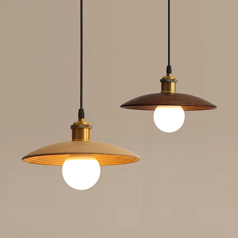 

Single head chandelier modern solid wood living room background Japanese style corridor entrance dining room small chandelier