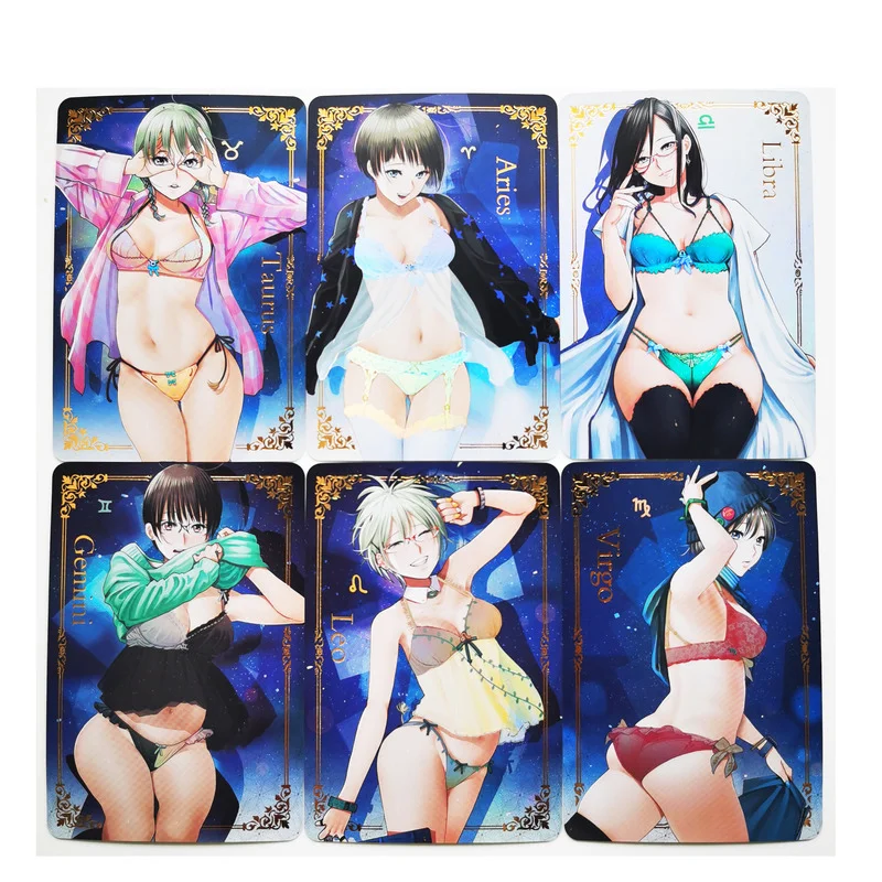 

12pcs/set Twelve Constellations Underwear Bronzing Sexy Girls Hobby Collectibles Game Anime Collection Cards