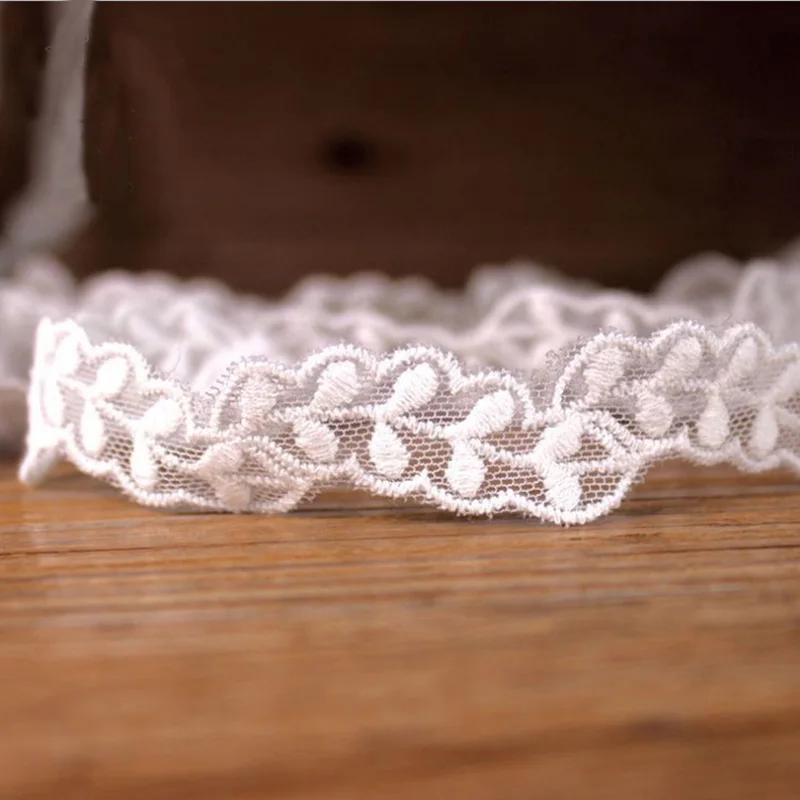 5 ярдов/партия вышитые белые хлопковые кружева в виде листьев 2 см | Дом и сад