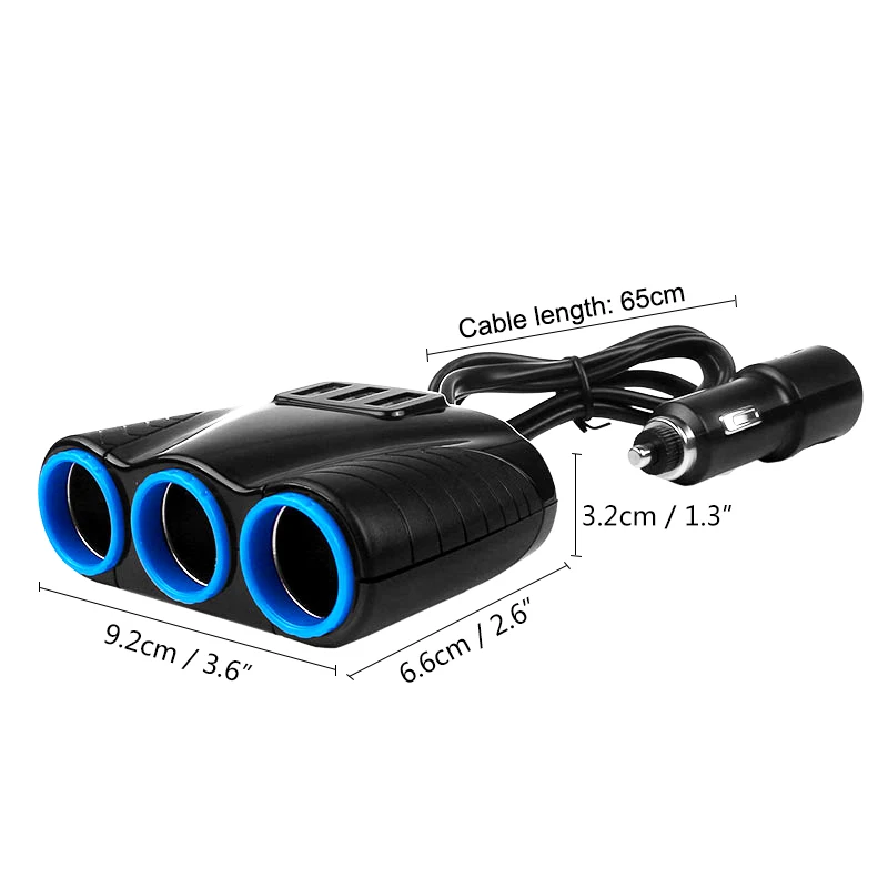 12 V/24 V 120W 3 Way Авто розетки адаптер для автомобильного прикуривателя Зажигалка сплиттер Зажигалка 5V 3.1A выходная мощность 3 USB Автомобильное зарядное устройство