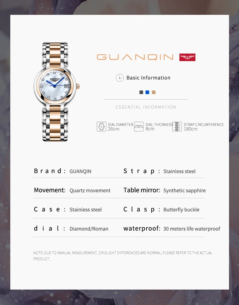 Часы наручные женские кварцевые водонепроницаемые до 100 м | Наручные часы