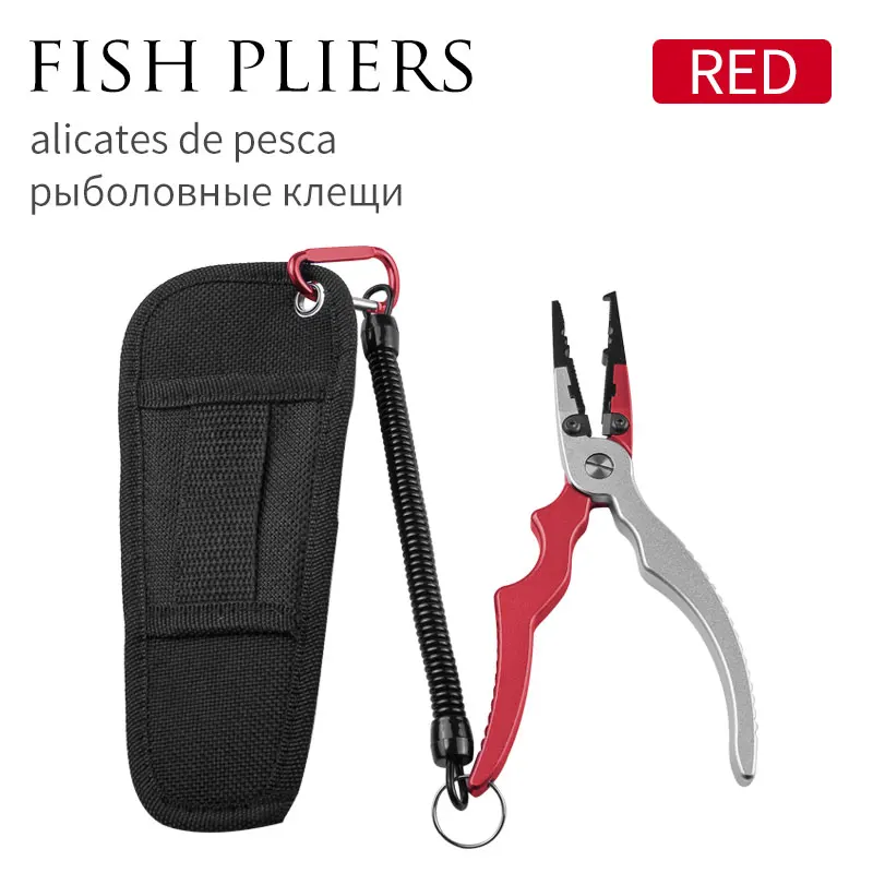 Red pliers LINNHUE, рыболовные плоскогубцы из алюминиевого сплава, набор для захвата, рыболовные снасти, крючок для восстановления, резак, линия, разъемное кольцо, высокое качество, рыболовный инструмент, хит - Цвет: Red pliers