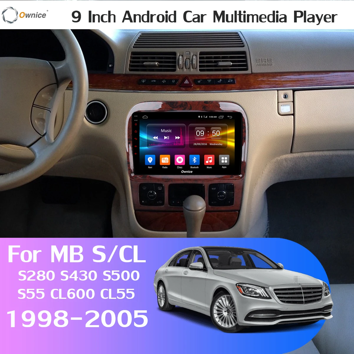 360 ° камера 4G LTE Android 9,0 4G+ 64G gps радио CarPlay SPDIF DSP Автомобильный мультимедийный плеер для Mercedes Benz S CL Class W220 W215