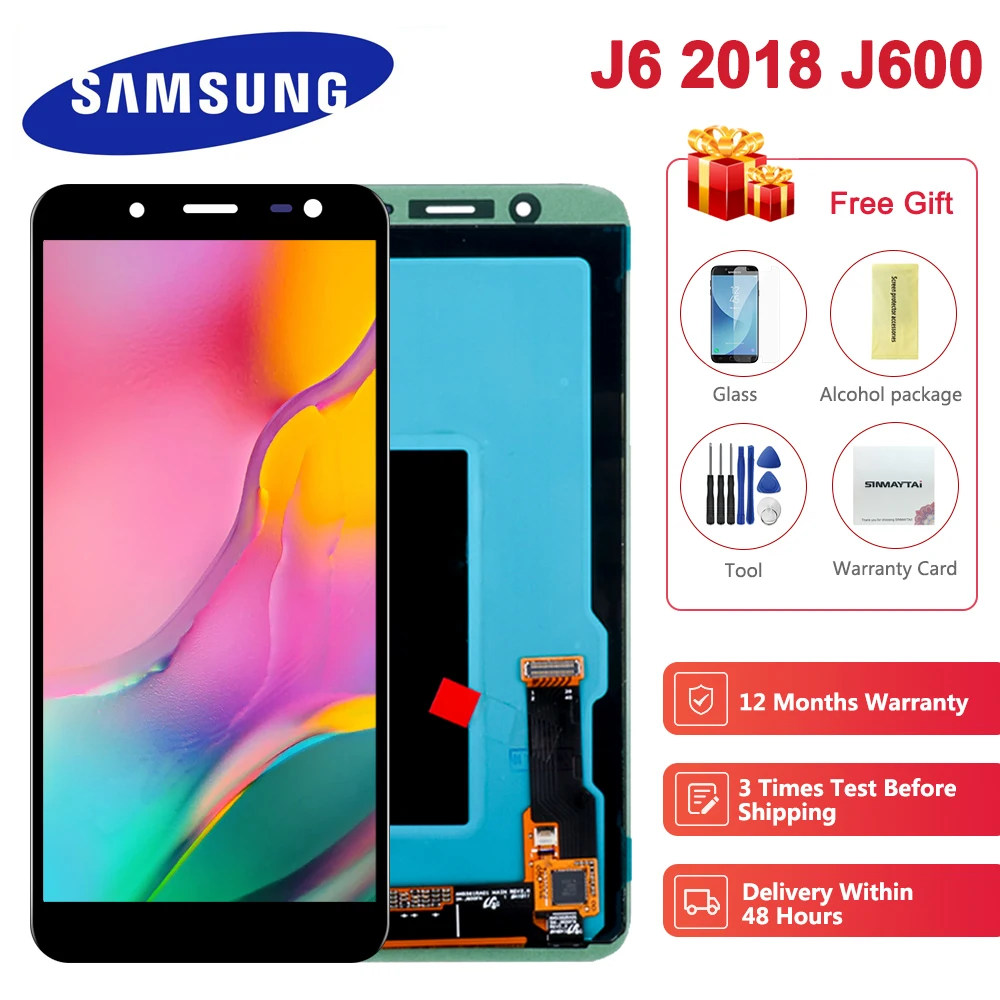 Тесты 5," Super AMOLED ЖК-дисплей для samsung Galaxy J6 J600F J600 Дисплей с Сенсорный экран в сборе Запчасти для авто