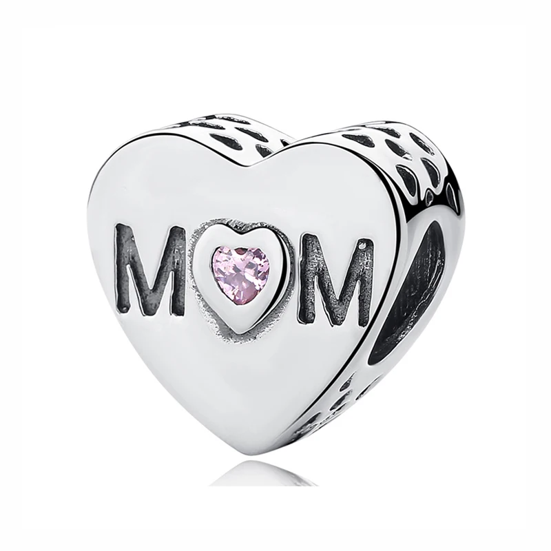Mother Heart 925 пробы, серебряный шарм, бусина, идеальная для мамы, для дома, подвеска в виде сердца, любовь, Подходит для Пандора, браслеты для женщин, сделай сам, ювелирное изделие - Цвет: Mother Heart