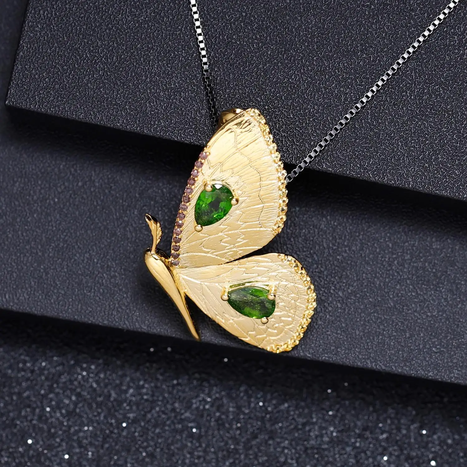 Женская Золотая брошь бабочка из серебра 925 пробы|Украшения для волос броши и