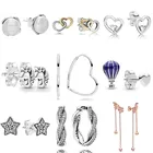 Женские серьги-гвоздики из серебра 925 пробы, с персиковым цветком