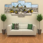 Современные Плакаты для украшения дома, настенная Картина на холсте экскаватора и автомобиля, морские плакаты и принты для гостиной, 5 шт.