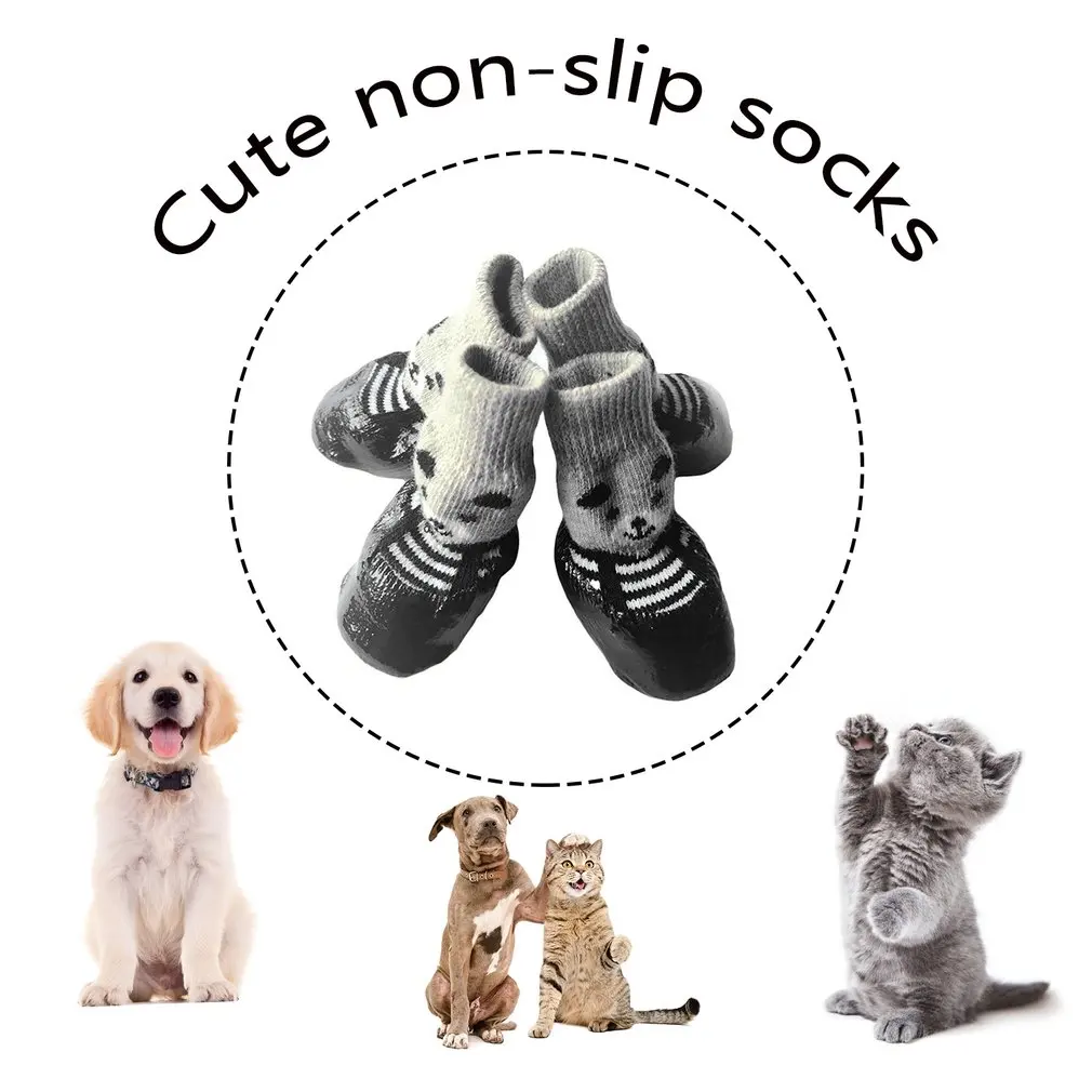 

4pcs/set Cute Cotton Rubber Pet Dog Shoes Waterproof Non-slip Dog Rain Snow Boots Socks For Puppy Large Small Cats Dogs