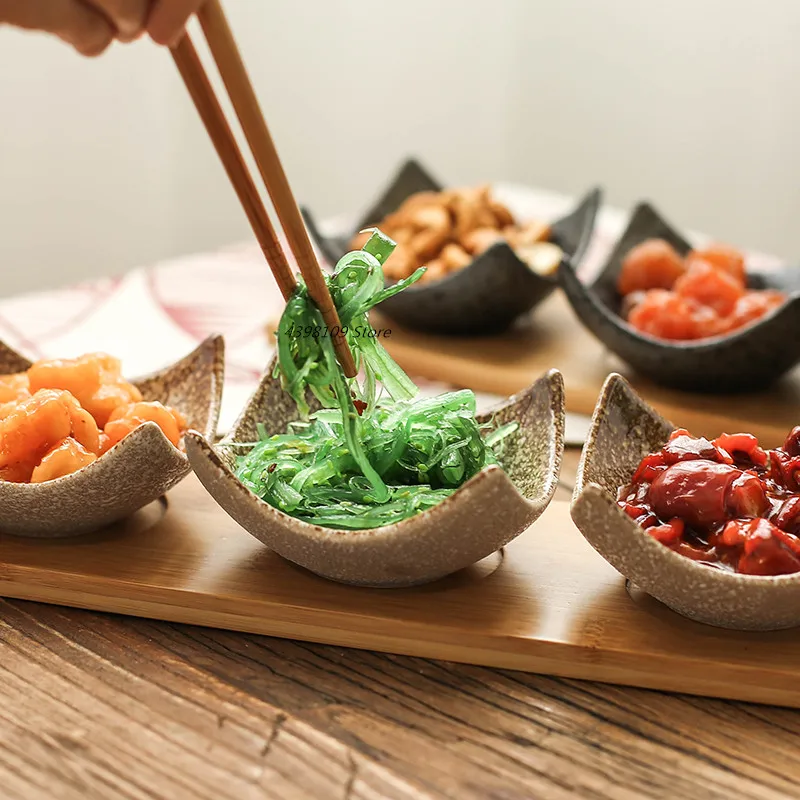 Японская керамическая посуда Фруктовая тарелка деревянный поднос креативная