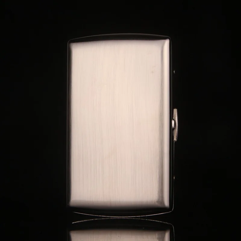 

Silvery White Stainless Steel Copper Cigarette Box Lines Metal Cigarette Case Holder Box For 12 Cigarettes 1Set Party Gift E