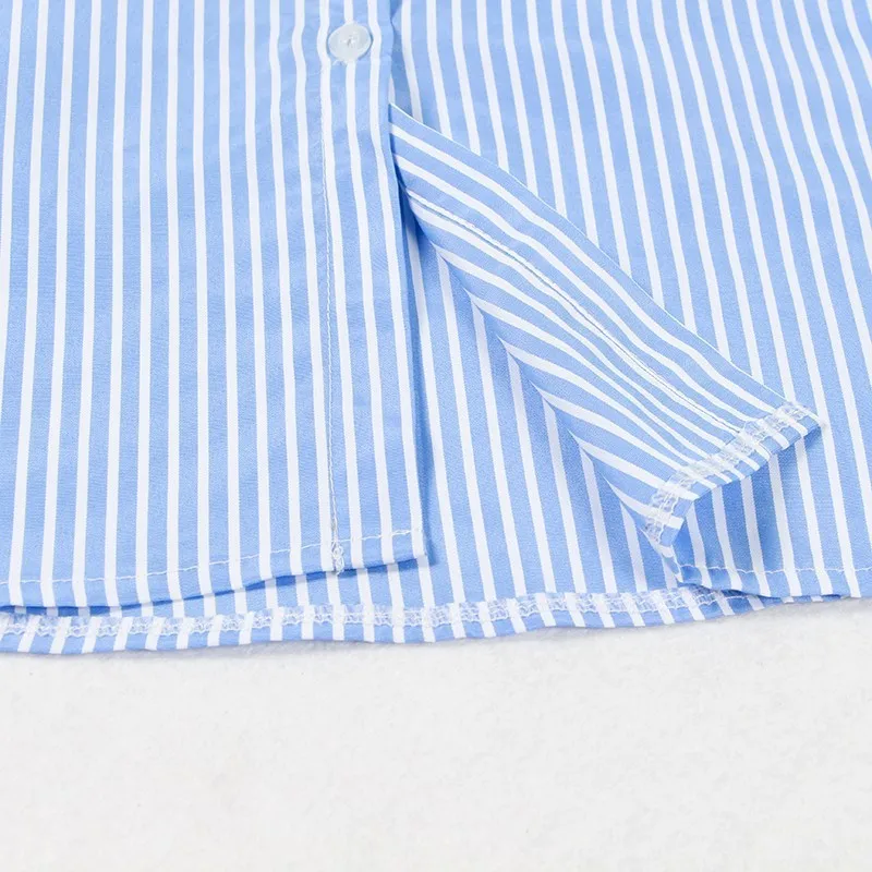 GALCAUR Casual Striped Shirt For Women Lapel Long Sleeve Loose Irregular Blouse Female Fashion Clothes 2020 Summer New Tide | Женская