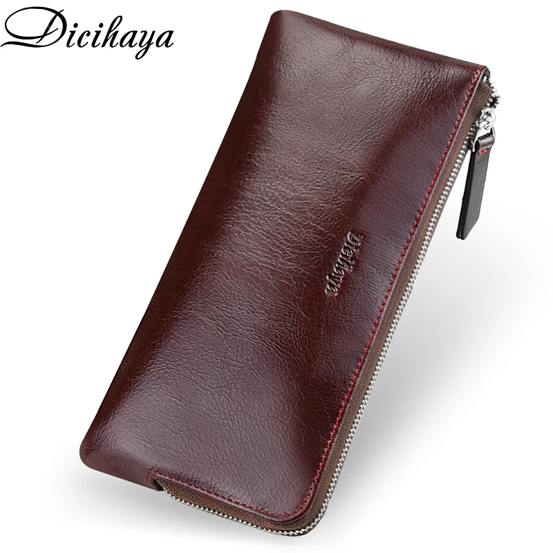 

Роскошный дизайнерский мужской кошелек DICIHAYA, длинные бумажники из натуральной кожи, мужской кошелек, многофункциональный держатель для ка...