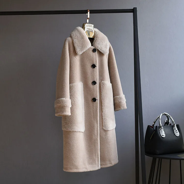 OFTBUY парка с v-образным вырезом зимняя куртка Женское пальто из натурального меха тканая шерсть плюшевый флис медведь плюшевая верхняя одежда теплая уличная