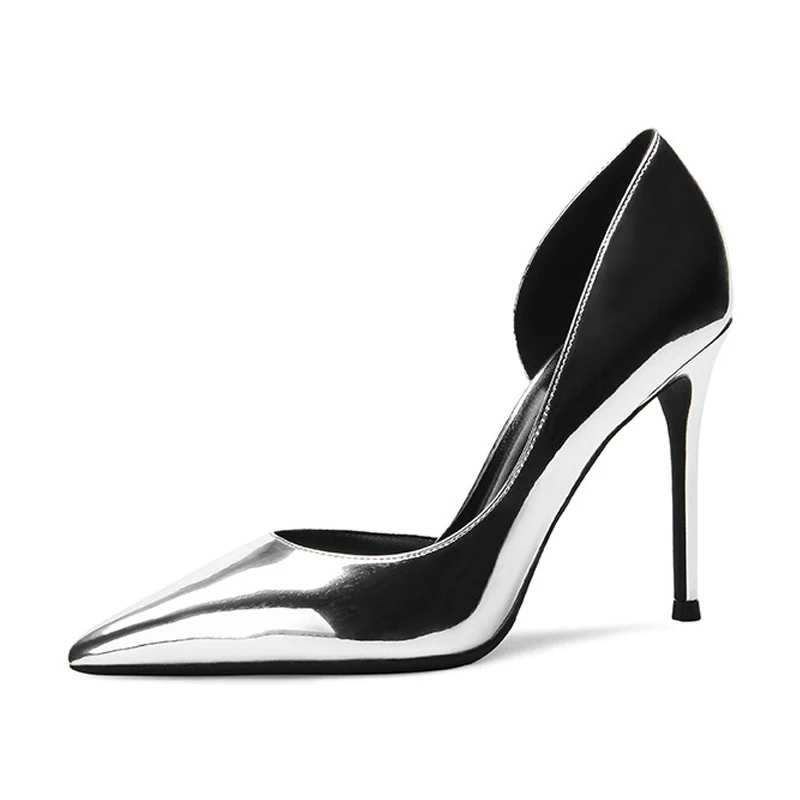 

Туфли-лодочки женские из лакированной кожи, серебристые, золотистые, размеры 34-43