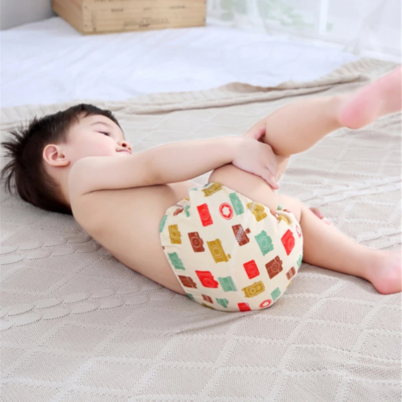 6 Layer Waterproof Reusable Cotton Baby Training Pants Infant Shorts Underwear Cloth Baby Diaper Nappies Panties Nappy Changing images - 6